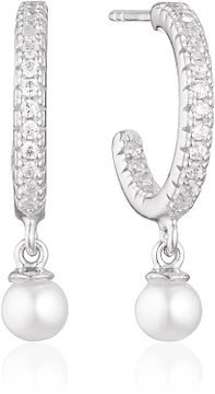 SIF JAKOBS JEWELLERY ELLERA PERLA MEDIO EARRINGS SJ-E12280-CZ-SS