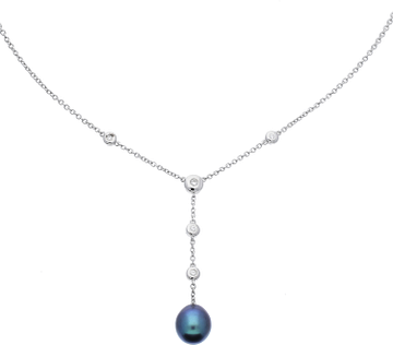 Silver Lining Y-collier zoetwaterParel Zwart 925 102.0626.43