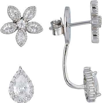 Silver Lining Earjackets Bloem CZ Zilver Rd 106.0918.00