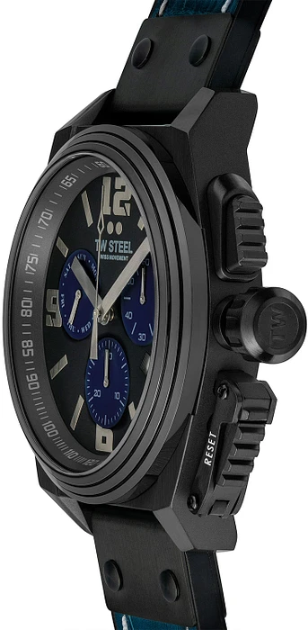 TW Steel TW1117 Canteen Swiss Movement Steel Chrono Blauw Leer 46mm TW Steel TW1117 Canteen Swiss Movement Steel Chrono Blauw Leer 46mm