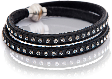 SIF JAKOBS AREZZO black bracelet w/zirkonia 38cm SJ-BR1726-BL-CZ-38