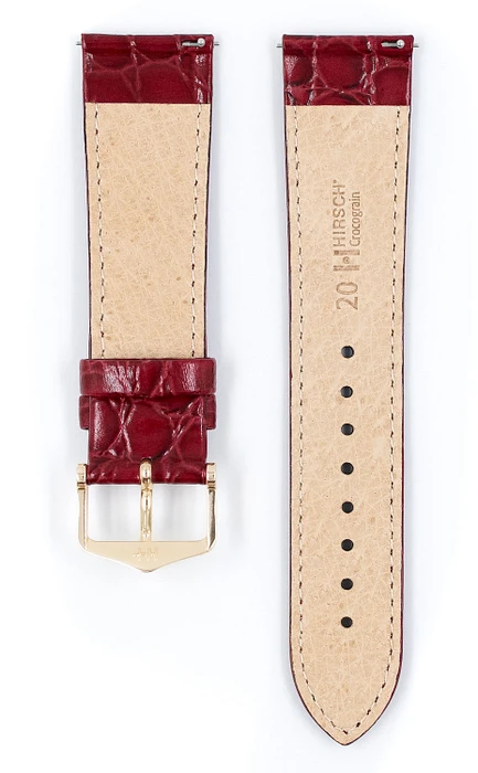 HIRSCH CROCOGRAIN M BURGUNDY CALF Goudkleurig HIRSCH CROCOGRAIN M BURGUNDY CALF Goudkleurig