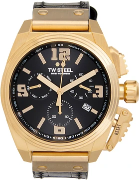 TW Steel TW1118 New Swiss Canteen YG Chrono Swiss made Zwart rubber leer 46mm