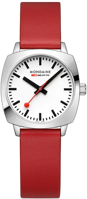 Mondaine MSL.31110.LCV Horloge - Leer - Rood - 31x36,5mm Mondaine MSL.31110.LCV Horloge - Leer - Rood - 31x36,5mm