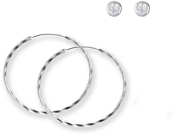 Silver Lining Set gedraaide oorring+2mm cz Zilver 190.0062.00