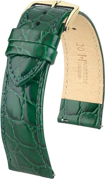 HIRSCH CROCOGRAIN M GREEN CALF Goudkleurig