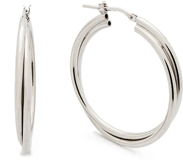Zilverkleurig Lining Oorringen Dubb. Buis Zilver 107.1436.00