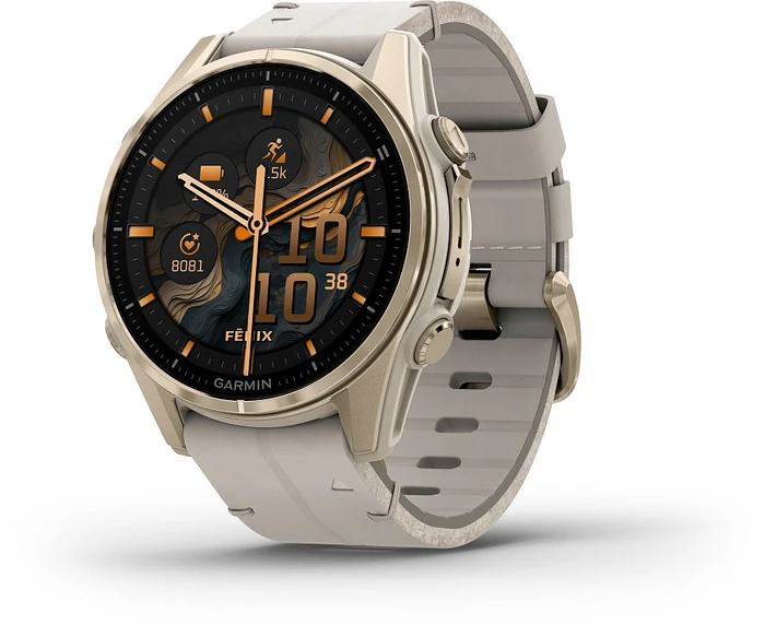 Garmin Fenix 8 - 010-02903-40 43 mm, AMOLED Sapphire, Soft Goudkleurig Limestone band Garmin Fenix 8 - 010-02903-40 43 mm, AMOLED Sapphire, Soft Goudkleurig Limestone band