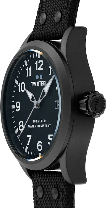 TW Steel TWVS103 Volante Steel Zwart Canvas 45mm TW Steel TWVS103 Volante Steel Zwart Canvas 45mm