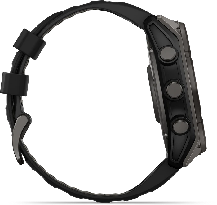 Garmin Fenix 8 - 010-02907-11 - 51 mm, Solar, Sapphire Sapphire, Carbon grey DLC-titanium met zwarte/pebble grey siliconen band