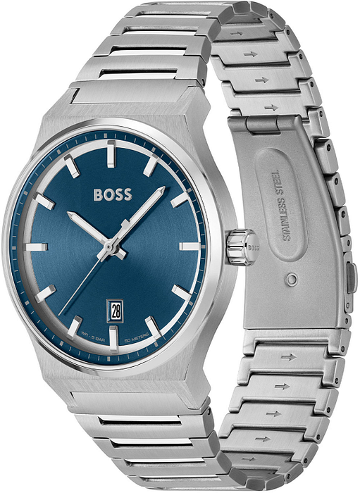 Hugo boss silver deals watch blue face