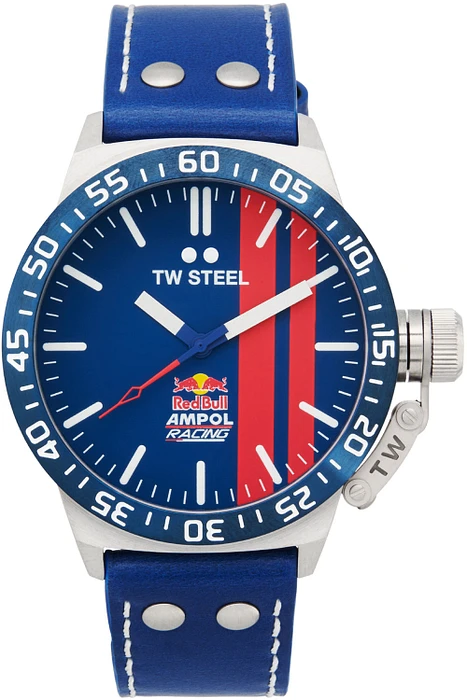 TW Steel TWCS112 Canteen Red Bull Ampol Blauw Leer 45mm TW Steel TWCS112 Canteen Red Bull Ampol Blauw Leer 45mm