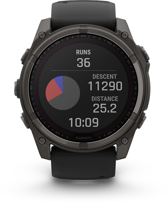 Garmin Fenix 8 - 010-02907-11 - 51 mm, Solar, Sapphire Sapphire, Carbon grey DLC-titanium met zwarte/pebble grey siliconen band