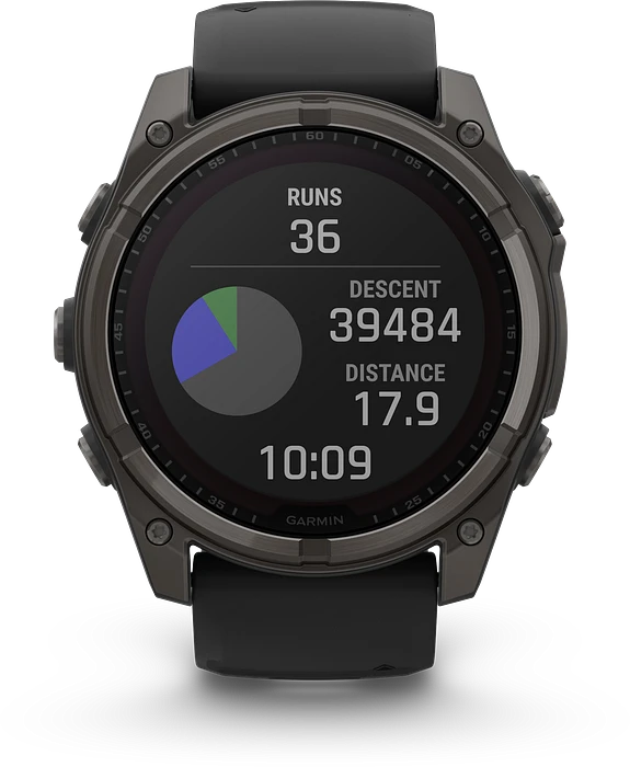 Garmin Fenix 8 - 010-02907-11 - 51 mm, Solar, Sapphire Sapphire, Carbon grey DLC-titanium met zwarte/pebble grey siliconen band