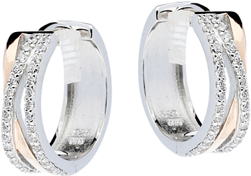 Silver Lining Klapoorring Bicolor Rd/Rp Zilver CZ 107.5416.00