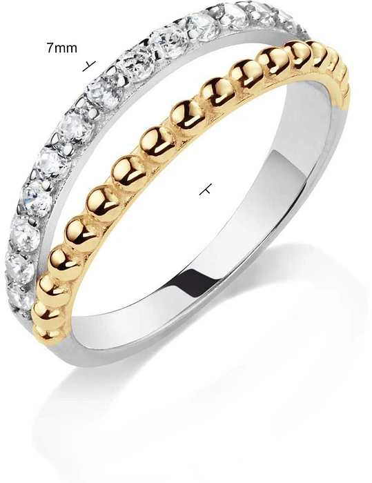 Glow Ring Dubbelband Gerhodineerd CZ 925 114.0375 Glow Ring Dubbelband Gerhodineerd CZ 925 114.0375