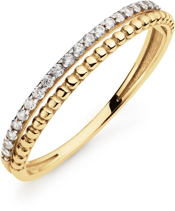 Glow Ring CZ 2 Band Geelgoud 585 214.0104 Glow Ring CZ 2 Band Geelgoud 585 214.0104