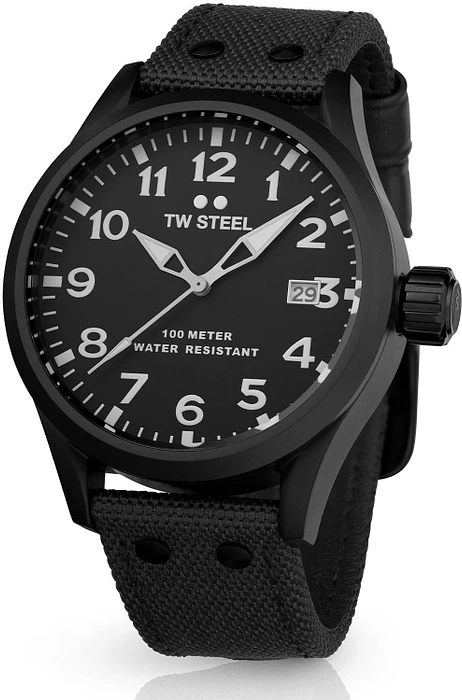TW Steel TWVS103 Volante Steel Zwart Canvas 45mm TW Steel TWVS103 Volante Steel Zwart Canvas 45mm