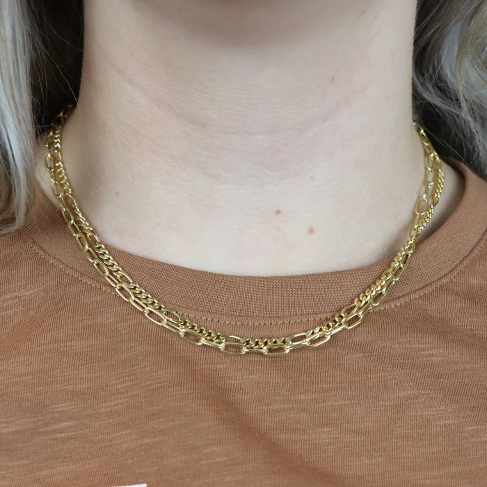Glow SCHAKELCOLLIER - ZILVER - GP - 45CM - 102.8105.45